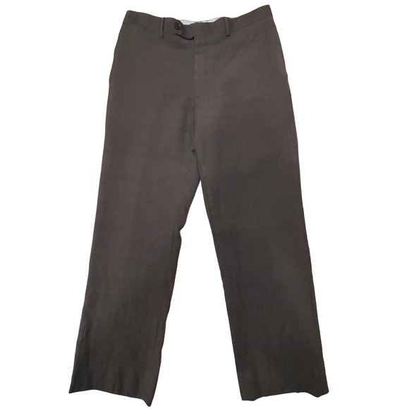 Vintage 90's Tommy Hilfiger‎ Mens Brown Plaid Wool Dress Pants 34x28 *Small Bur - Picture 1 of 10